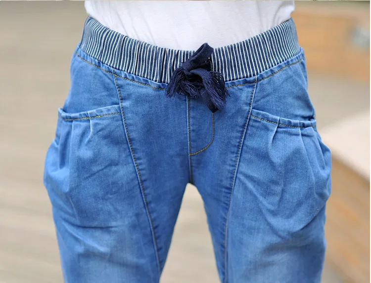 XL-4XL прямые продажи с фабрики летние джинсы больших размеров женские эластичные