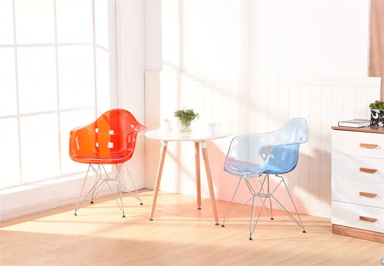 29%Simple Modern Home Back Dining Chair Plastic Chair Transparent Backrest Lounge Chair Meeting Office Coffee Shop