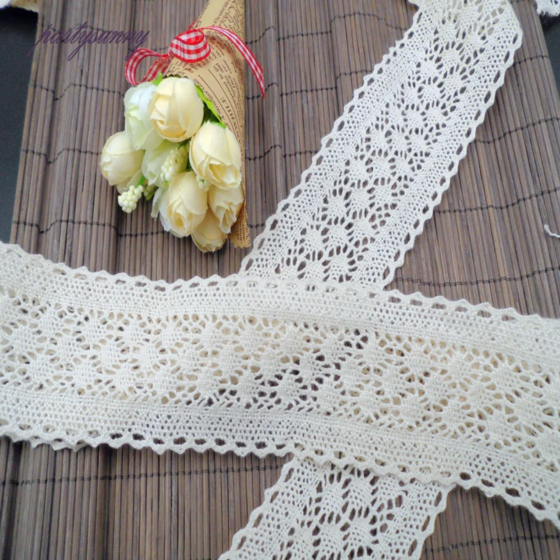 PF 10 ярдов/много 6 см Широкий Кружевной Лентой Белый Хлопок Ткани Аппликация