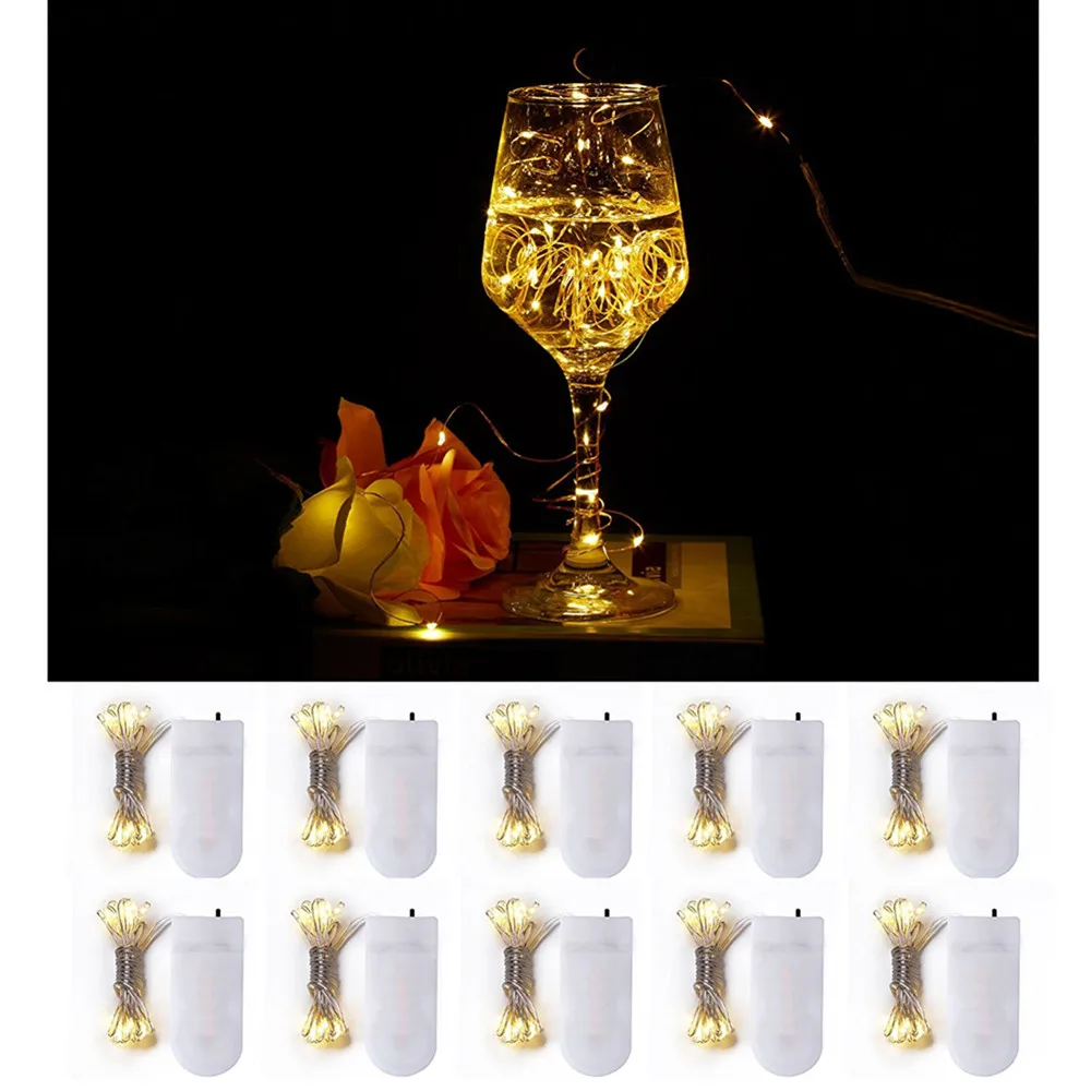 

1M 10Led 2M 20 Leds Copper Led Fairy Lights CR2032 Button Battery Operated LED String Light Xmas Wedding party Decoration