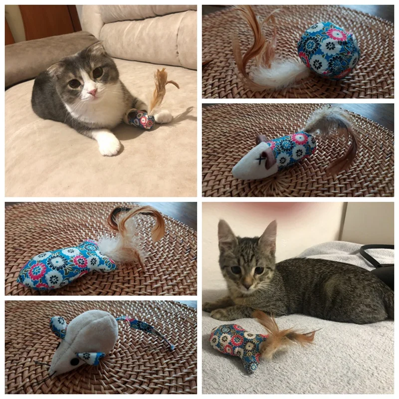 Интерактивные игрушки для кошек котят мята плюшевое перо кошка рыба мышь мыши