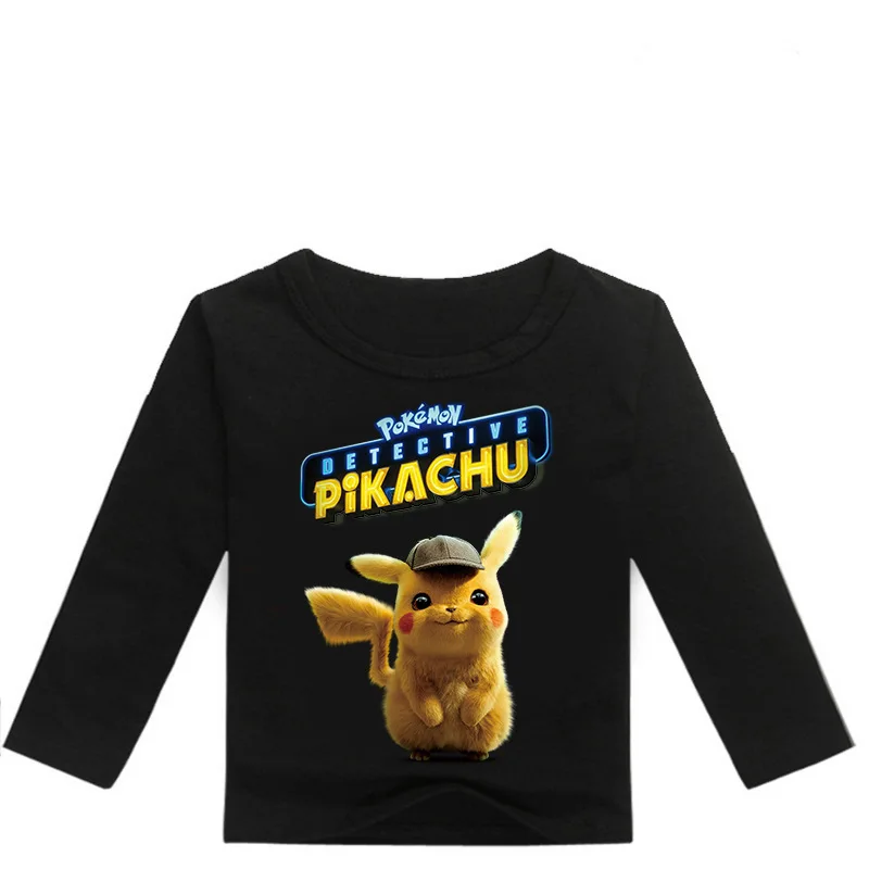 Z& Y/От 2 до 16 лет футболка Pokemon Detective Pikachu футболки для детей модные футболки для мальчиков топ с длинными рукавами для маленьких девочек