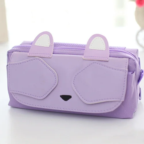 Purple Cat Для девочек с милым мультипликационным принтом складной многофункциональный школьные принадлежности Карандаш Чехол милые канцелярские ручки сумка коробка Карандаш Чехол для девочек - Цвет: Purple Cat