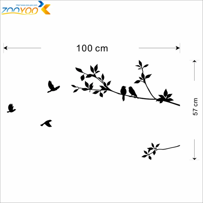 Декоративные наклейки на стену с птицами ветвях и дереве 8171 | Дом сад