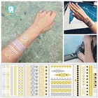 Большой Золотой хна тату Rocooart, индийская мандала, цветок, временная татуировка, женские наклейки на тело, большие сексуальные татуировки