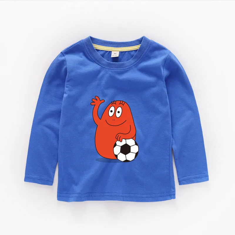 Синий От 2 до 12 лет Детская Barbapapa для маленьких Топы для девочек Одежда для маленьких мальчиков детская одежда с длинными рукавами футболка b219 - Цвет: Синий