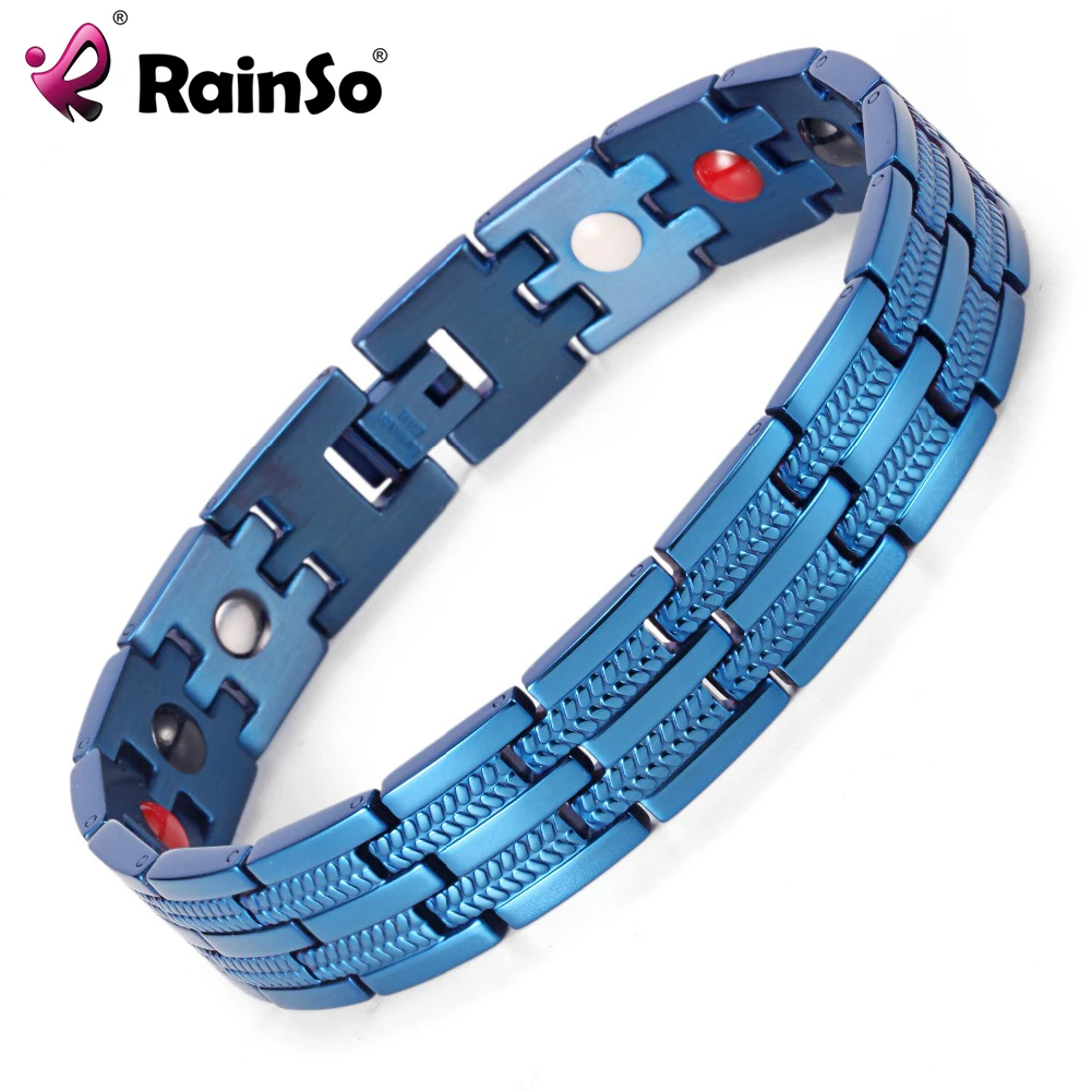 Мужской браслет Rainso лечебные мужские браслеты 4 Ele ts магнитные из нержавеющей