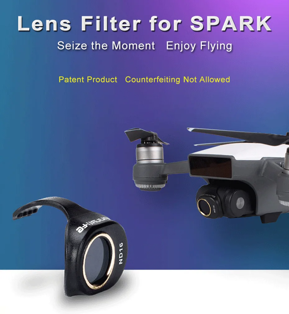 УФ поляризационный ND 4 8 16 32 Drone набор фильтров для камеры DJI Spark нейтральная плотность полярные Фильтры Аксессуары для Дронов для Spark