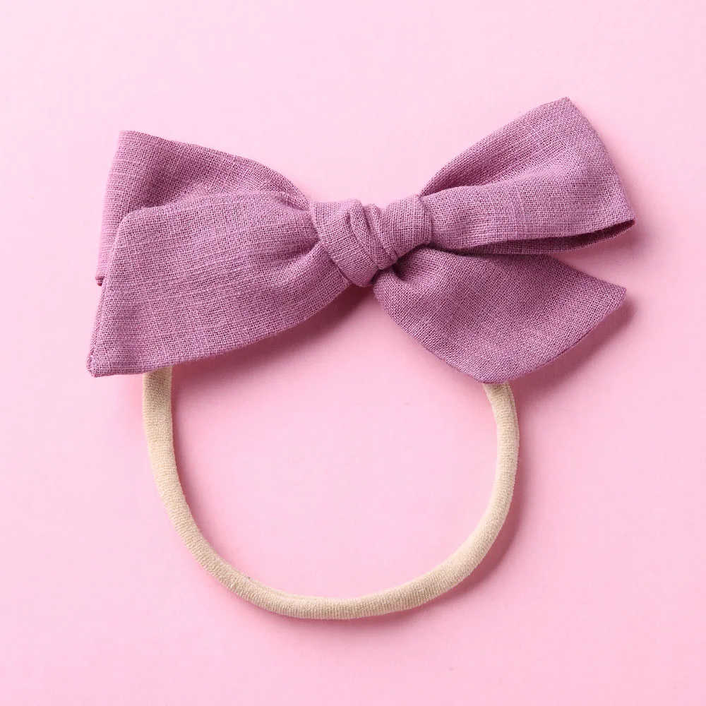 Plum with Clip Handtied School Girl нейлоновый бант или заколки для волос, цветочный принт тканевый бант повязки на голову Baby Shower подарок - Цвет: Plum with Clip