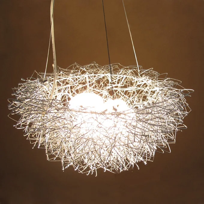 Птичье гнездо яйца лампы креативные подвесные светильники серебро/золото