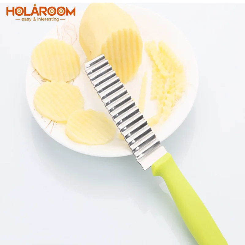 Holaroom измельчитель картофеля ломтерезатели из нержавеющей стали вырезать картофельные волны, извилины Форма овощные чипсы Кухня Ножи аксессуары