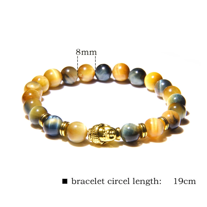 Браслет Будды Бусины из натурального камня для женщин и мужчин Серебряный Будда