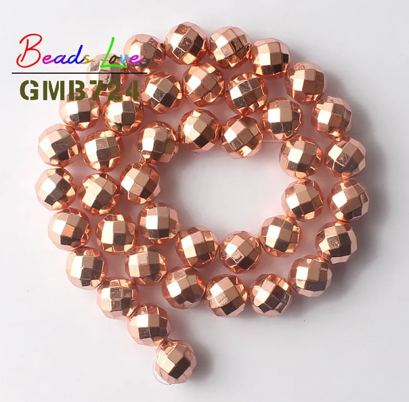 Натуральный Ограненный гематит из розового золота Круглые свободные бусины для