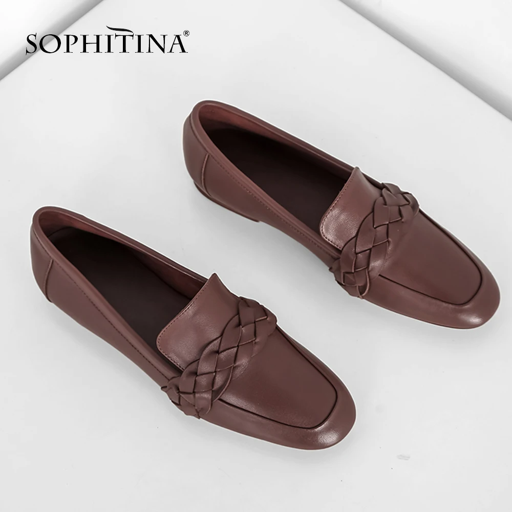 SOPHITINA/удобная женская обувь на плоской подошве; Новинка; модная Высококачественная обувь из натуральной кожи с круглым носком; Специальный дизайн; Лидер продаж; обувь на плоской подошве; MO180