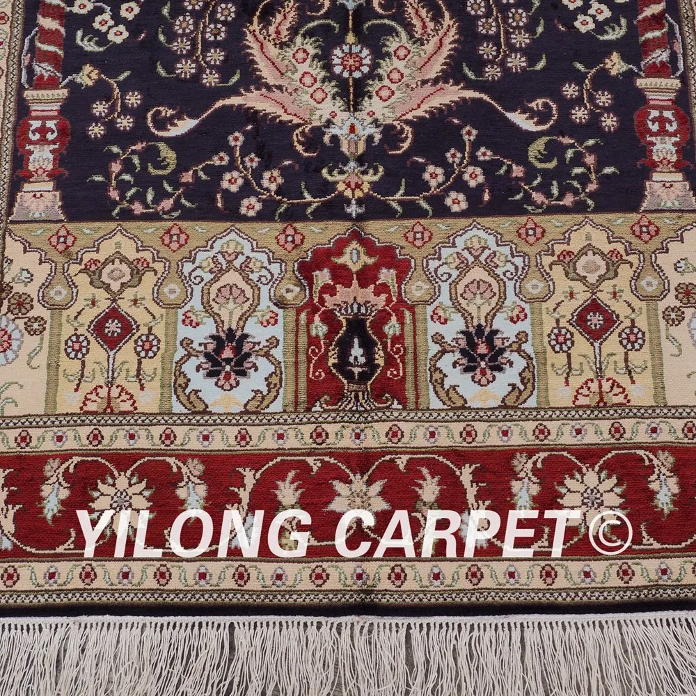 YILONG 3 'x 5' Восточный домашний ковер ручной работы Шелковый Синий персидский