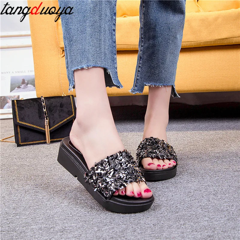 Летняя женская обувь Тапочки на платформе Женские сандалии Вьетнамки Пляжные