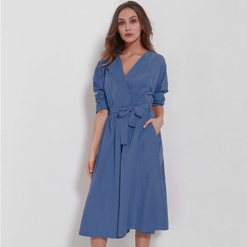 Замшевые Женское платье осень 2017 Новая мода V Средства ухода за кожей шеи с