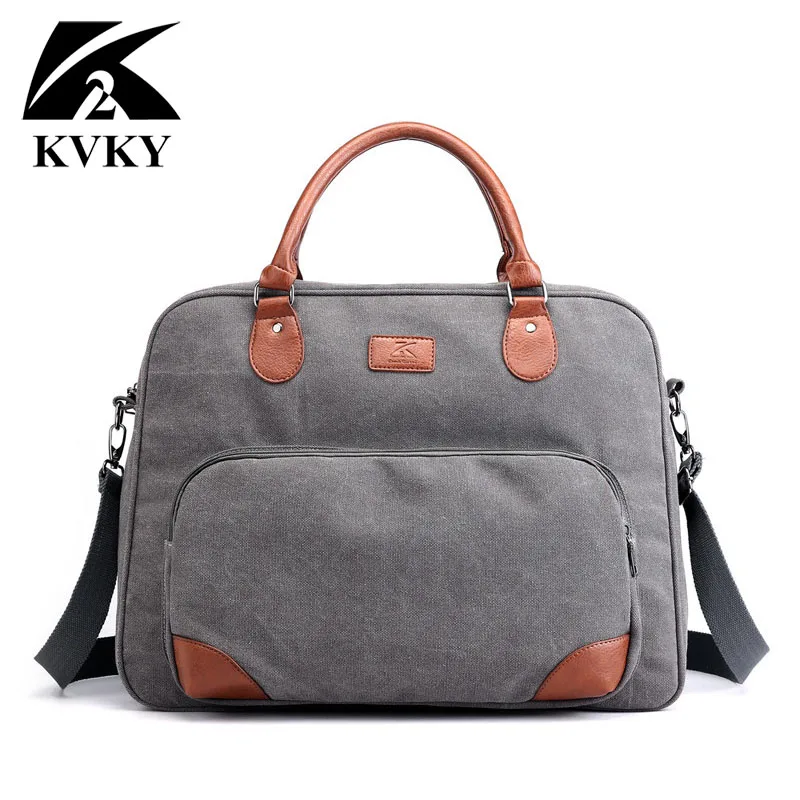 KVKY Большая вместительная холщовая дорожная сумка повседневная мужская ручная