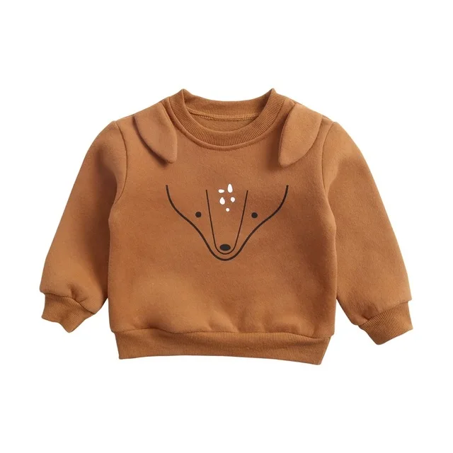 Deer Толстовки для маленьких мальчиков; толстовки с капюшоном для маленьких девочек; сезон осень-весна-зима; флисовые футболки с длинными рукавами с изображением животных; одежда для детей; блузка для младенцев - Цвет: Deer