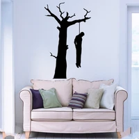 wall stickers vinyl suicide man hanging himself on a tree branch horror living room bedroom bar decor gift
