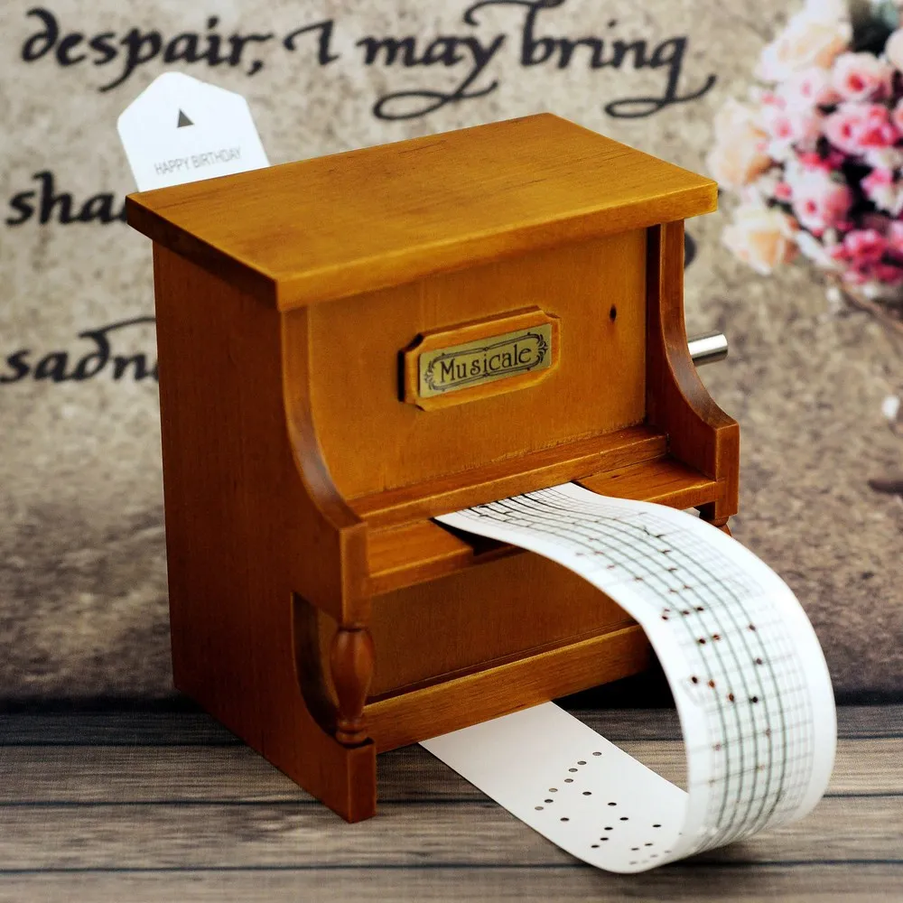 Hand-cranked music box - wood crafts Christmas Music Box cranked tape piano Piano |