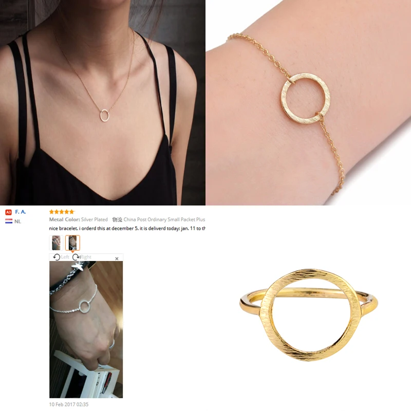 Женский набор украшений минимализм круг вечности изящные нержавеющая сталь