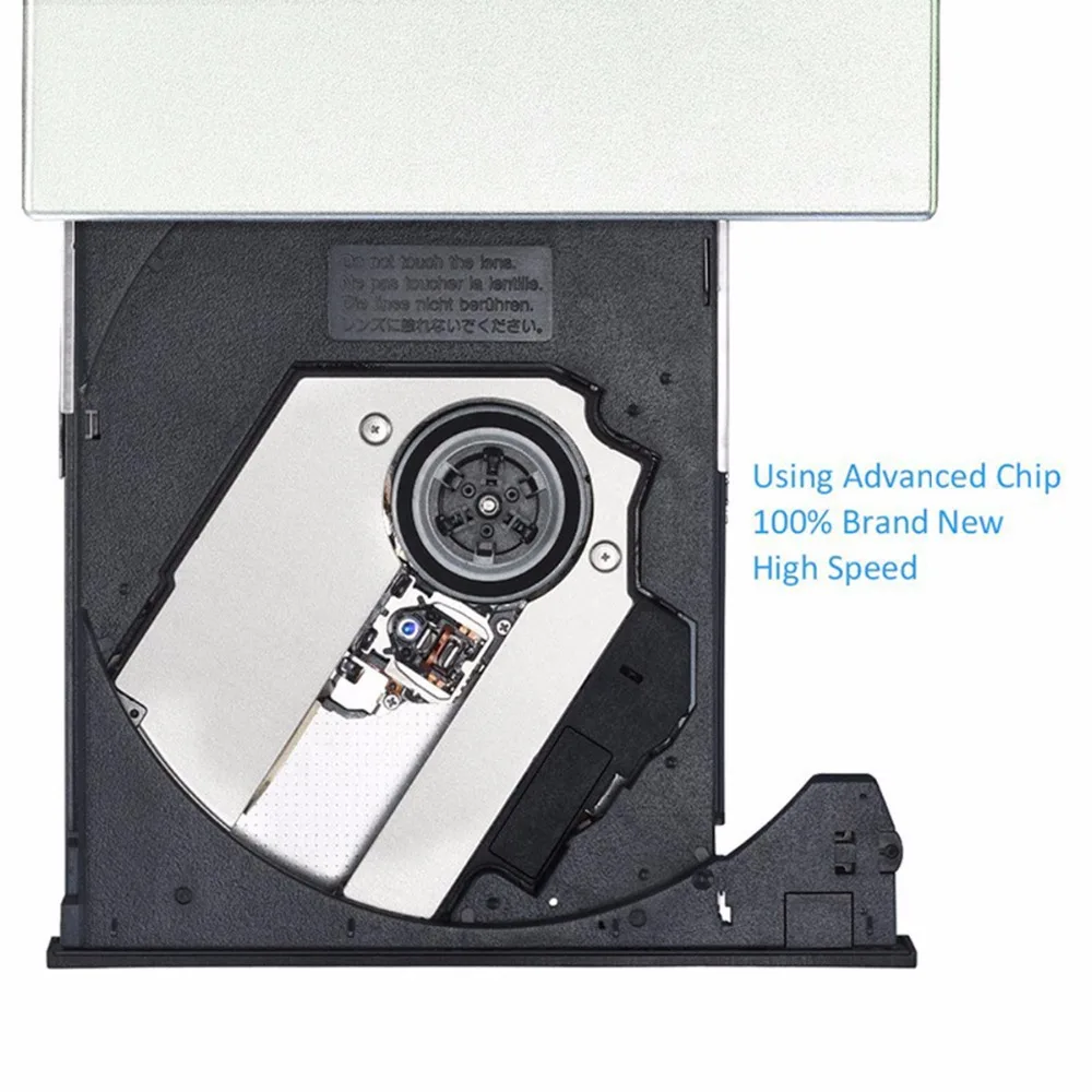 SOONHUA серебристый тонкий USB2.0 DVD CD Внешний привод с прочным пластиковым чехлом чехол ридер плеер комбо писатель рекордер для ноутбука
