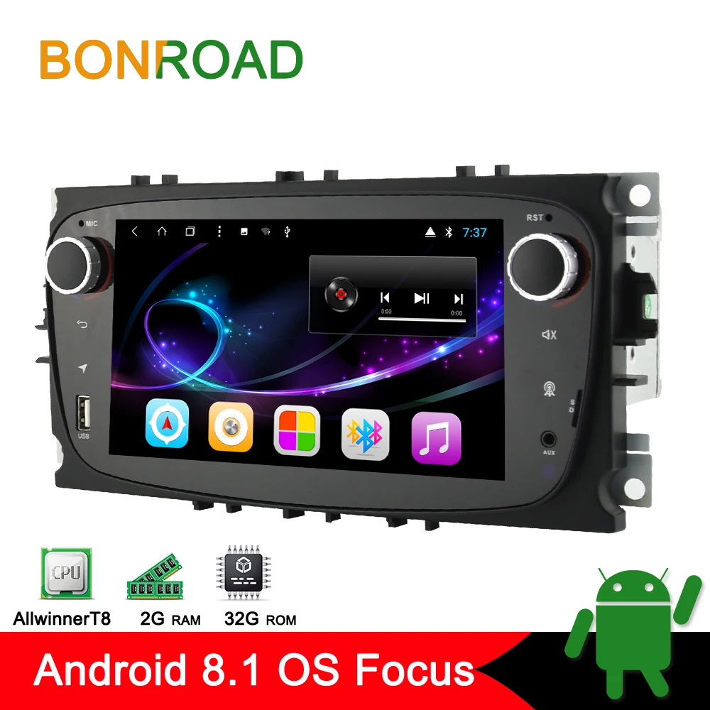 Bonroad 2 Din Android автомобильный мультимедийный плеер для Ford Focus / Mondeo 4 /S MAX/C MAX/Galaxy
