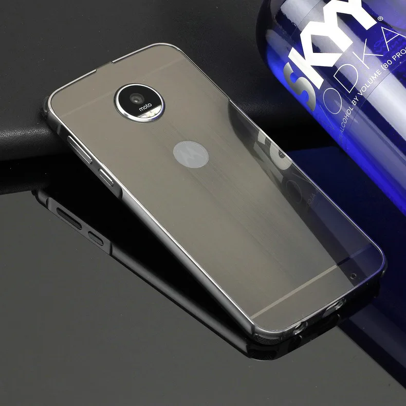 Black Для Motorola MOTO Z Play XT1635 Z3 Play Z2 force PC задняя крышка для Z2 Play металлический бампер рамка зеркальный эффект чехол - Цвет: Black