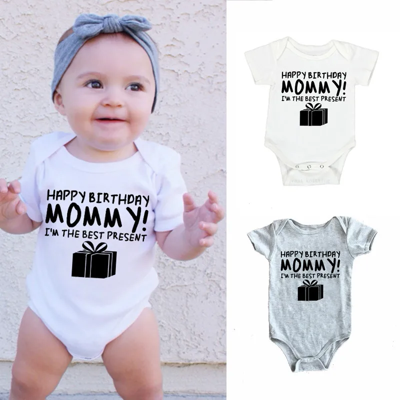 Shirerty с днем рождения Mommy новорожденных комбинезон для младенцев мальчиков