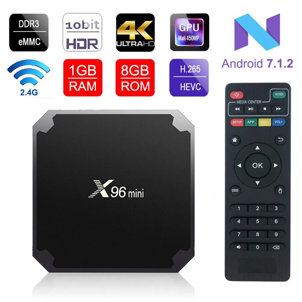 ТВ приставка X96 mini Smart TV Box Android 7.1.2 Amlogic S905W Quad Core 2 4 ГГц WiFi 1G8G/2G16G 4K HD X96mini