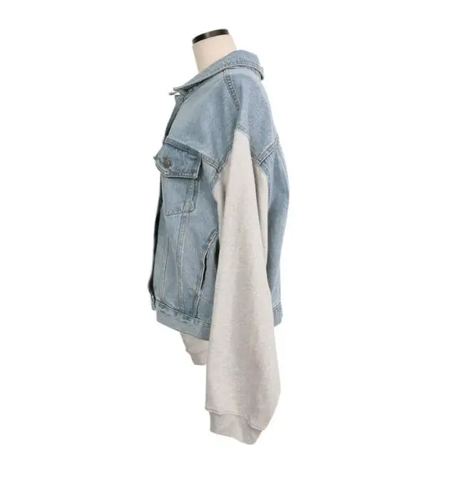 WHITNEY WANG 2019 Summer Fashion Streetwear Korea Style Patchwork Denim Jacket Women Stylish Jean Coat | Женская одежда