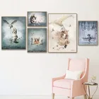 Домашний декор, Милый Постер, скандинавский холст, художественная роспись, настенное искусство, мультяшная девушка, абстрактная акварель, принт для детей Картина для спальни