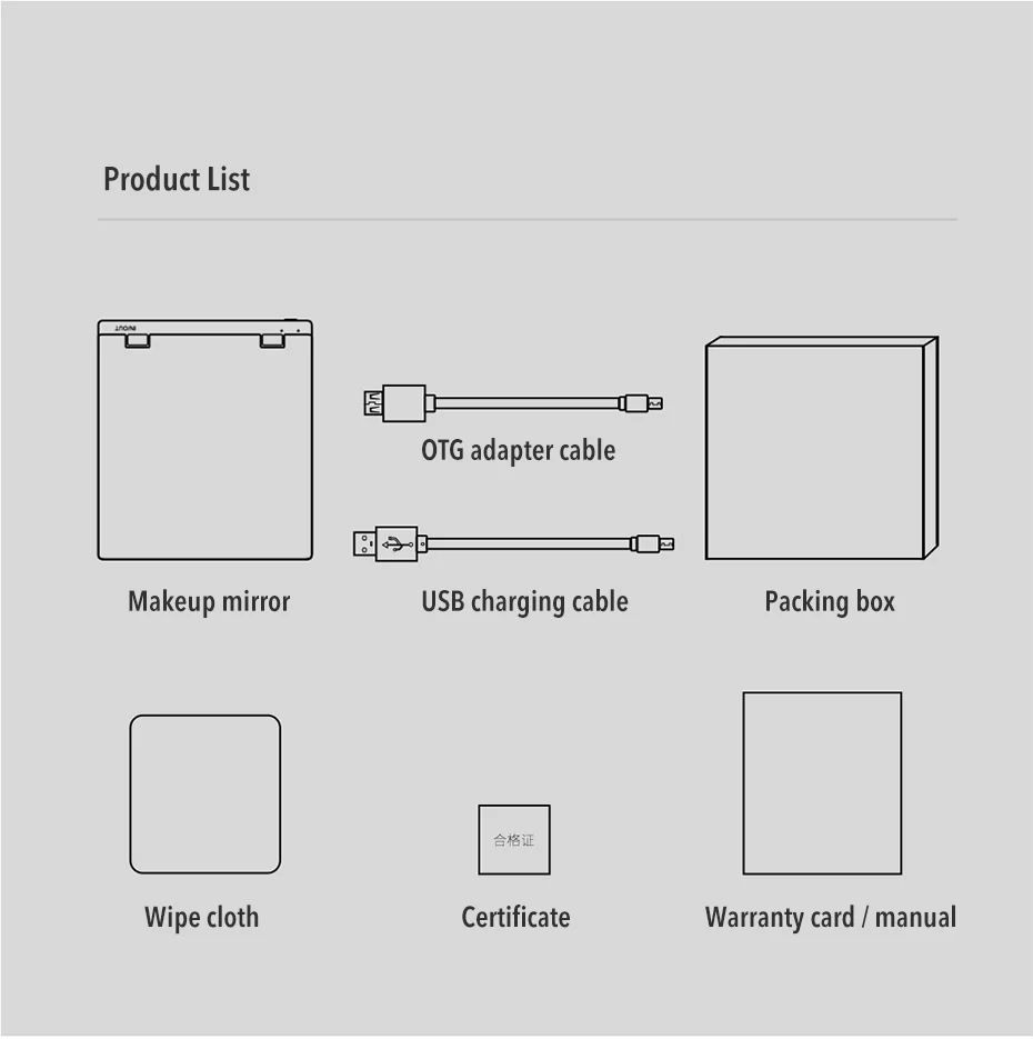 Xiaomi Mijia VH портативный внешний аккумулятор и светодиодный зеркало для макияжа для наружного макияжа Регулируемый двойной Лупа светодиодный Зеркало для влюбленных подарок 34