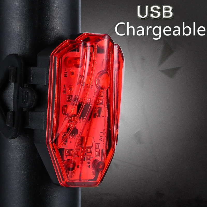3W 4 светодиодный USB Перезаряжаемый велосипедный задний светильник