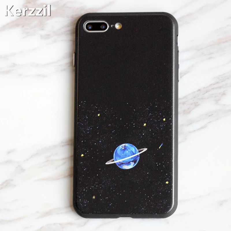 Kerzzil с милым рисунком кота Телефон чехол для iPhone 7 6 s модные синие земли Геометрия