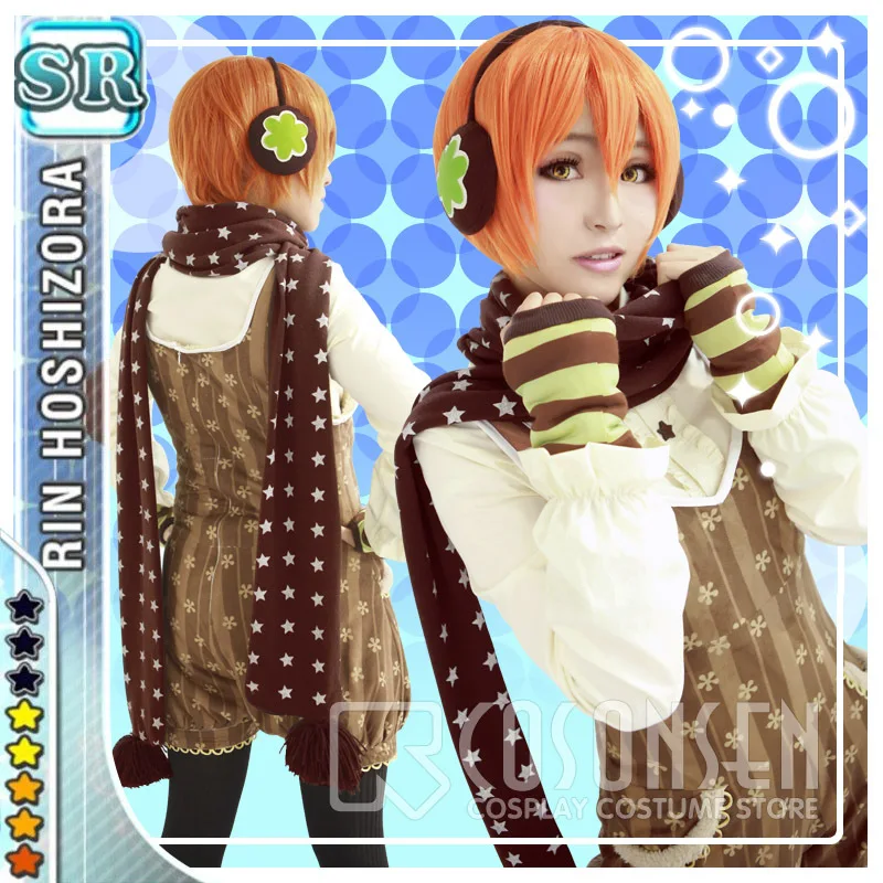 COSPLAYONSEN Love Live! Рождественский костюм Rin Hoshizora для косплея; зимняя одежда; комплект из 7 предметов; Любой Размер