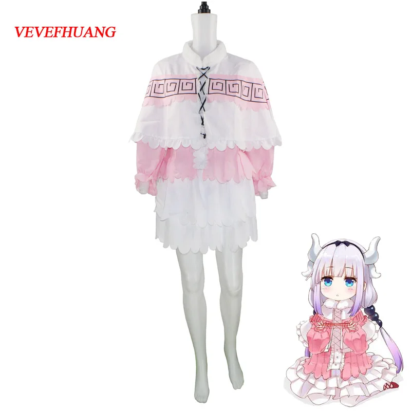 

VEVEFHUANG Miss Kobayashi's Dragon Maid Kamui Kanna Shirt Dress Uniform Meidofuku Anime Outfit Cosplay Costumes