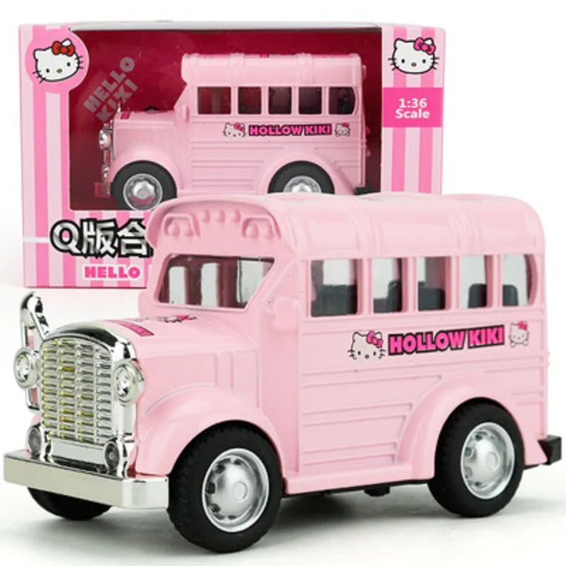 Q версия Kt hello kitty Милая мультяшная модель автомобиля из сплава розовый акусто