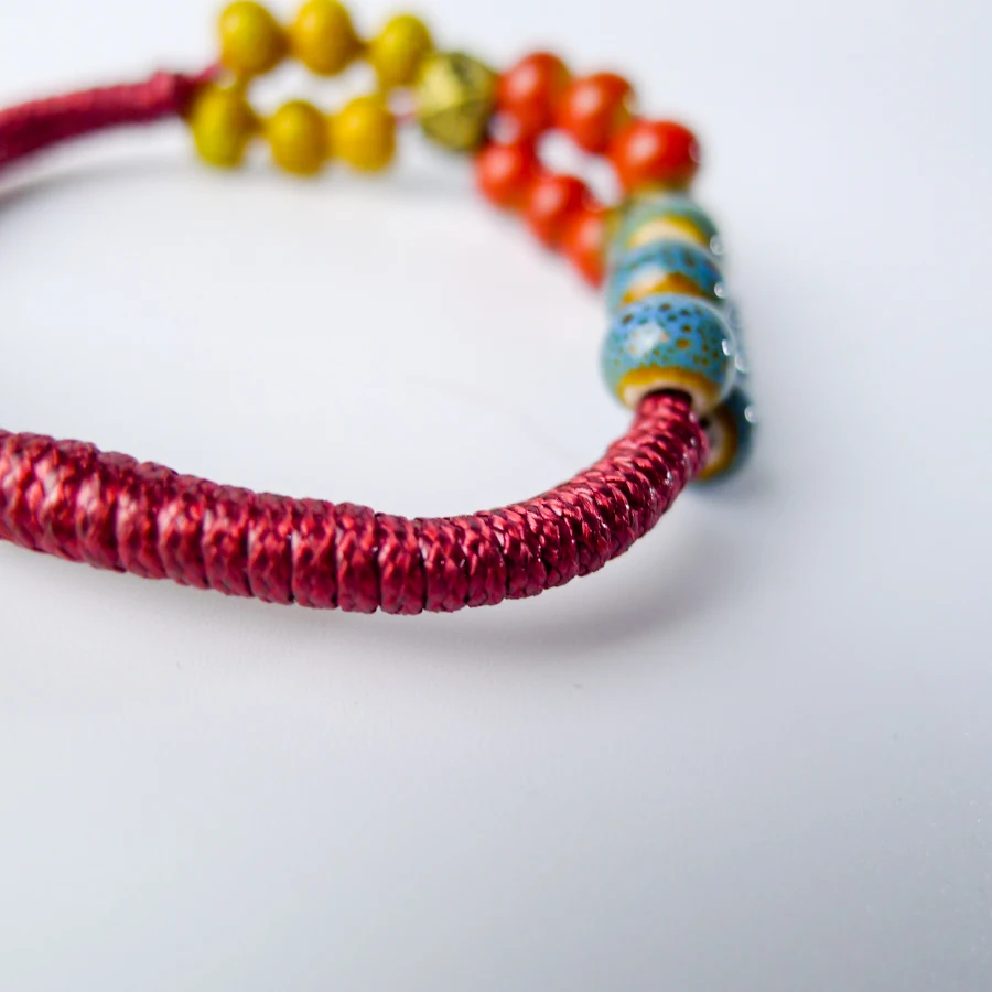 Керамические браслеты из бисера с Красной веревкой ручной работы богемные