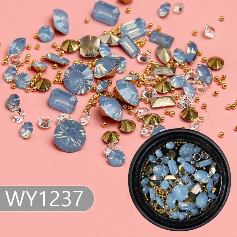 WY1237 Опаловые Стразы для ногтей, 3D Шпильки для ногтей, медные бусины, блестящее украшение для ногтей, для маникюра, WY1235-WY1238 - Цвет: WY1237