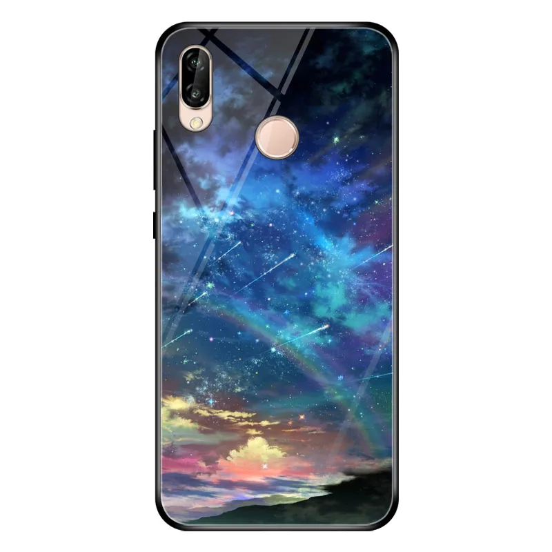 Huawei P20 Lite чехол закаленное Стекло мягкий TPU бампер жесткая накладка на заднюю