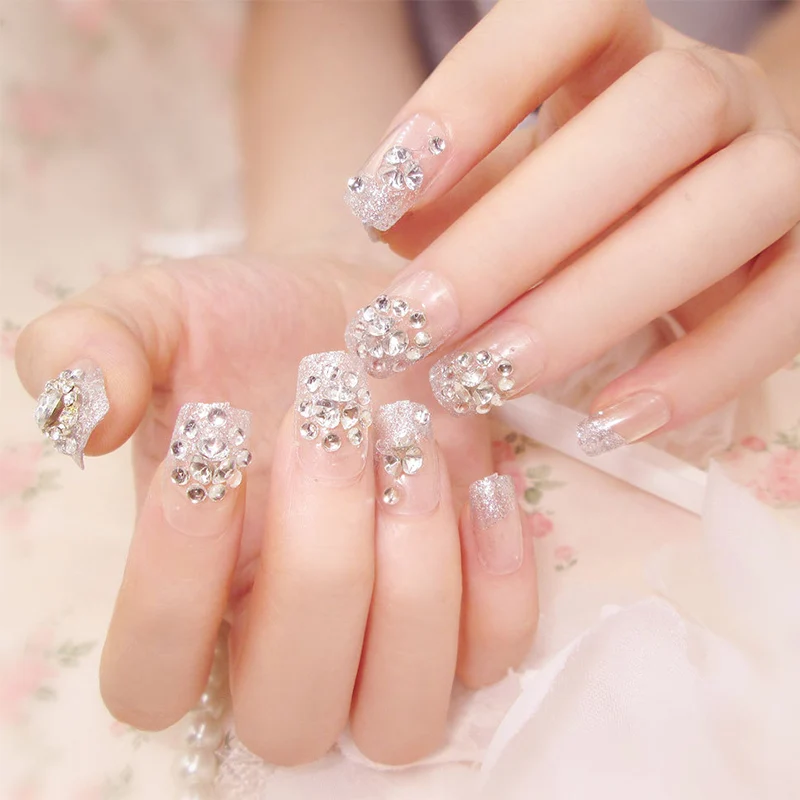 24 шт./компл. Довольно Серебряный Rhinestone невесты ногтей Книги по искусству Советы