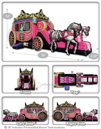 Хит продаж лошадь принцессы и тележка надувной замок горка детские игрушки