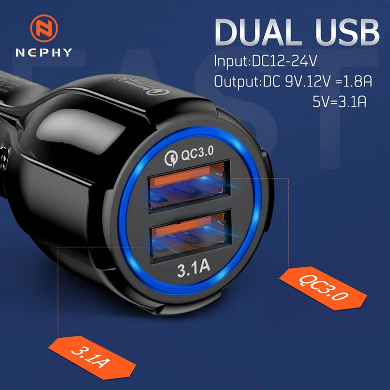 3.1A Быстрая зарядка 3,0 двойной зарядное устройство USB для samsung iPhone 6 7 8 Plus X XS Max Xiaomi huawei телефон Быстрый адаптер источник 12 в 5 В