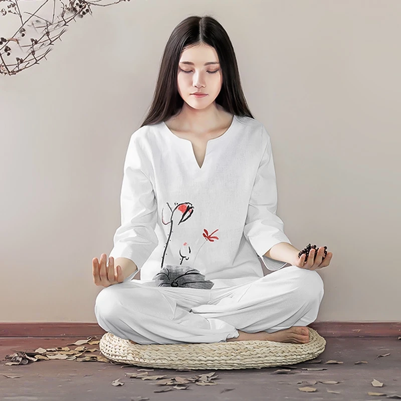 Женский костюм для медитации свободный китайского воина льняная одежда йоги