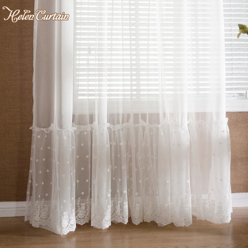 Helen занавески современные Твердые сплайсированные белые тюлевые для гостиной