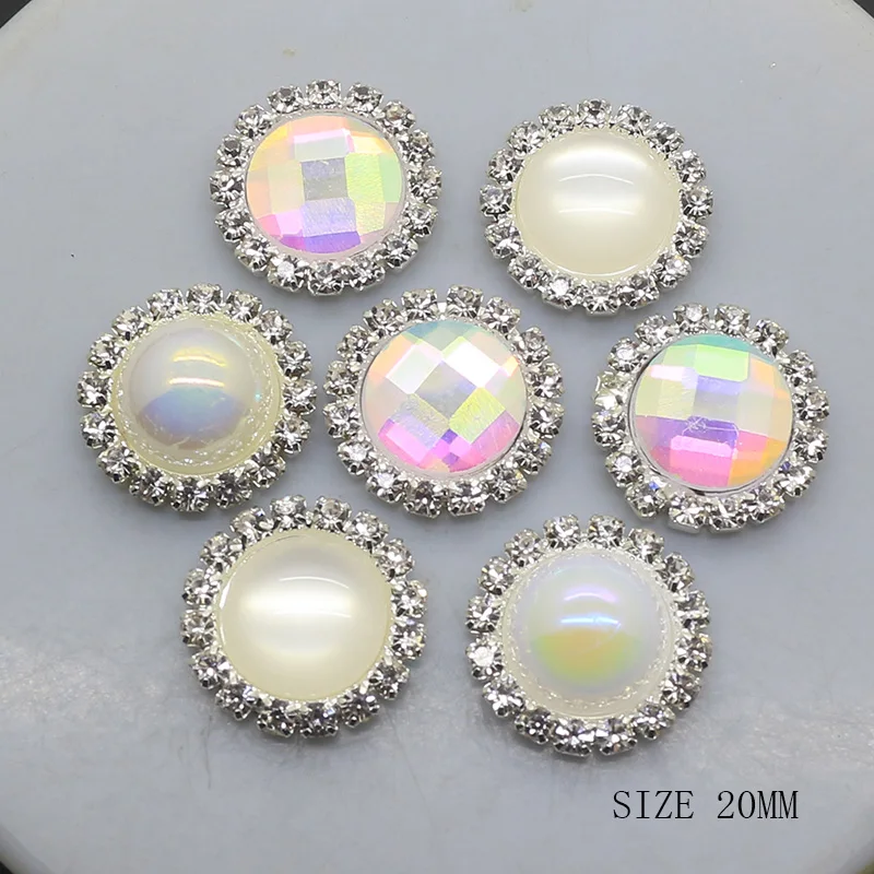ZMASEY 20mm Buttons 10Pcs/Lot Shiny Rhinestone Sewing AB Color Button Accessories Ribbon Card Holiday Party Decoration | Дом и сад