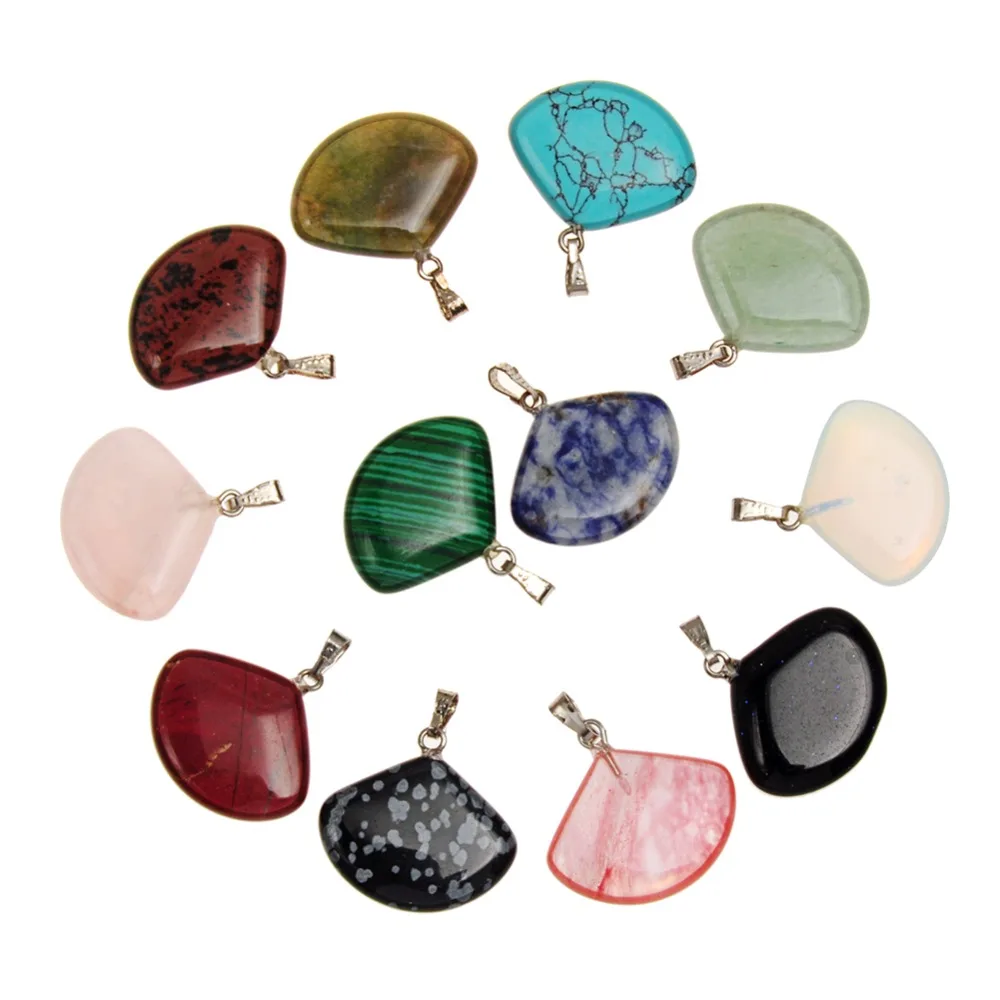 

Wholesale Mixed Sector Fun-Shape Chalcedony Crystal Pendant Necklace Charm Nature Stone Pendant for Men Women 24pcs/lot Free