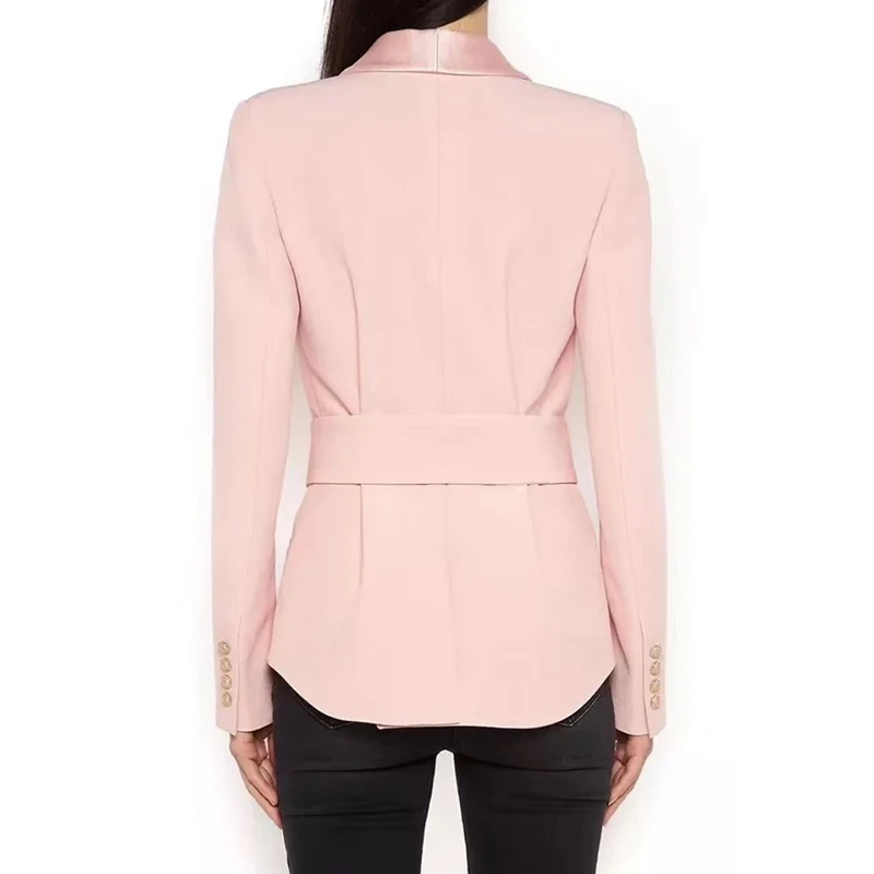 OXANT Tunic Blazer For Women Double Breasted Long Sleeve Lace Up High Waist Coat Female Autumn 2019 Fashion Vintage Tops